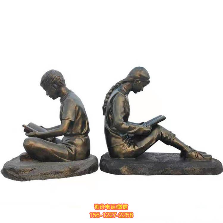 玻璃鋼看書人物雕塑，為校園廣場(chǎng)帶來(lái)景觀美感