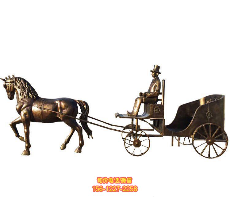 校園小區(qū)擺放鑄造趕馬車人黃銅馬車雕塑 校園小區(qū)擺放鑄造趕馬車人黃銅馬車雕塑