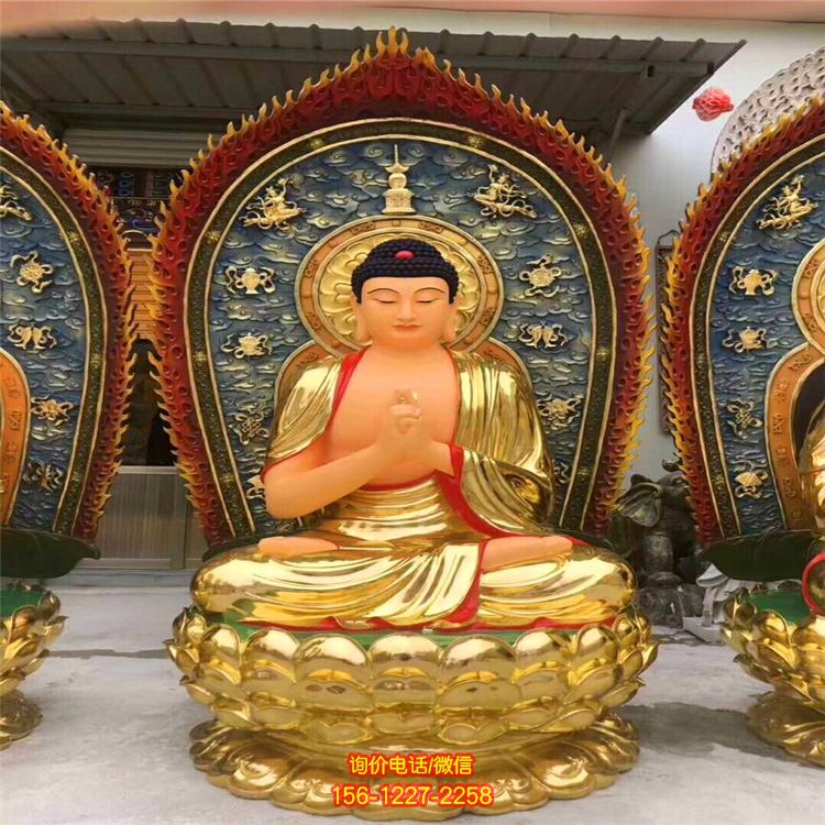 不銹鋼噴金烤漆寺廟大型景觀三圣雕塑 不銹鋼噴金烤漆寺廟大型景觀三圣雕塑